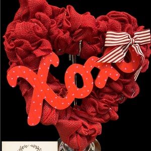 Red Heart Wreath with Polka Dot XOXO
